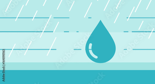 Gentle Rain Minimalist Water Cycle With Drop In Muted Turquoise Colors