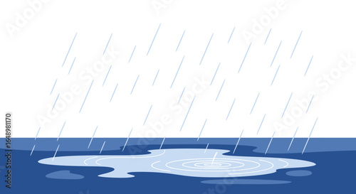 Gentle Rainfall Creates Ripples in Puddle for Atmospheric Backgrounds or Overlays