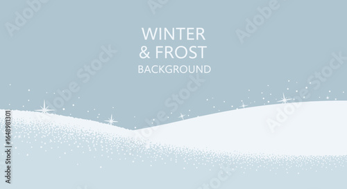 Gentle Winter Landscape With Snowdrifts And Sparkling Stars Background