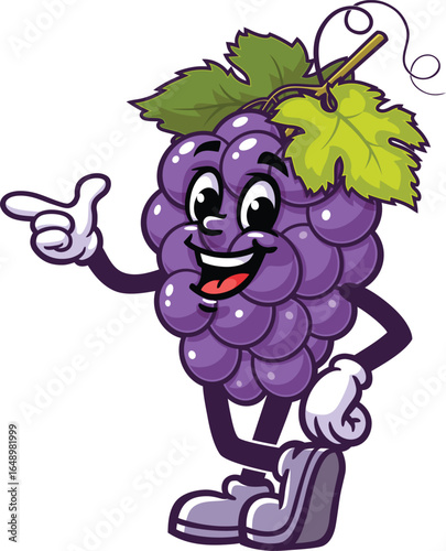 Grape mascot cartoon with an idea