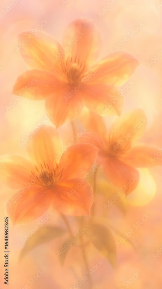 Obraz premium Ethereal orange flowers bloom beautifully.