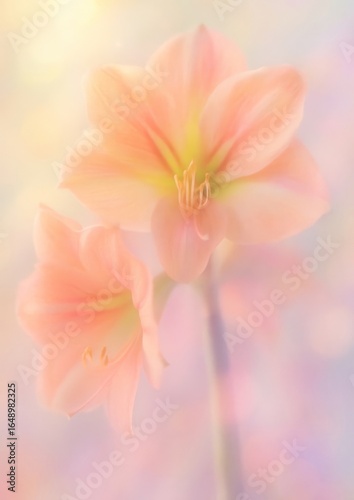 Delicate pastel amaryllis blossoms