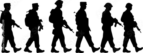 Tactical Shadows: Soldier Silhouettes in Action" vector grpahcis