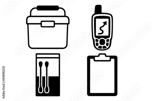 Tools and equipment for fieldwork preparation at a remote location before an expedition