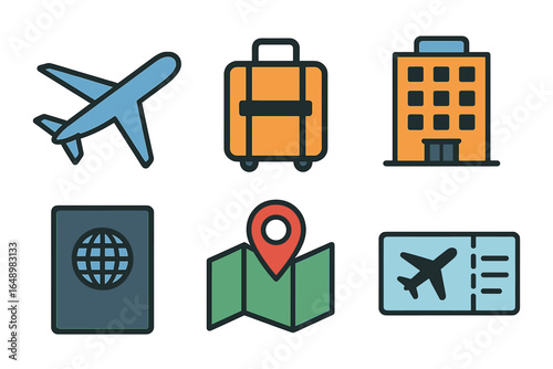 Travel essentials for an organized journey including luggage, documents, and maps