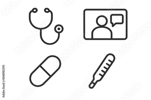 Healthcare icons representing various medical activities and telemedicine solutions during modern times