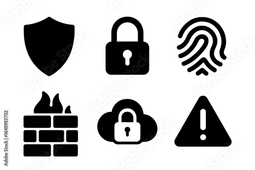Security symbols representing protection, privacy, and caution in technology and digital environments