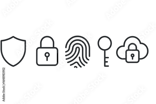 Symbols representing security measures and data protection in a modern digital world
