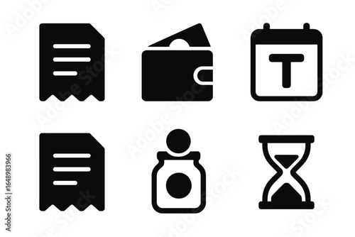 Various icons representing financial management tools and time tracking for efficient budgeting and scheduling tasks