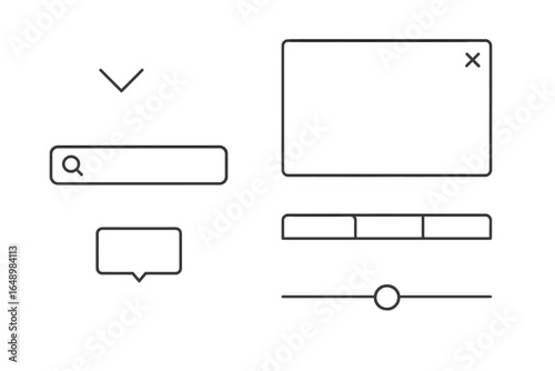 Modern user interface elements showcased in a clean design layout for web and mobile applications