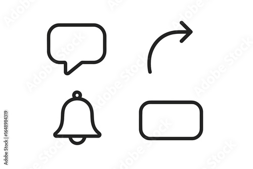 Icons representing communication and interaction in digital interfaces for user engagement