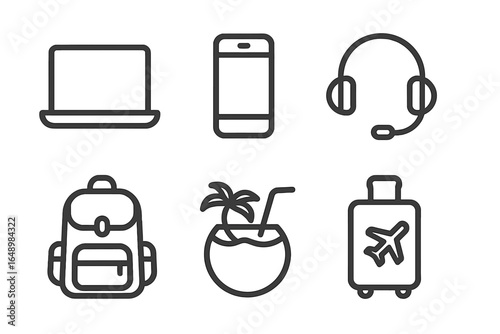 Essential travel items including electronics and accessories for a smooth journey