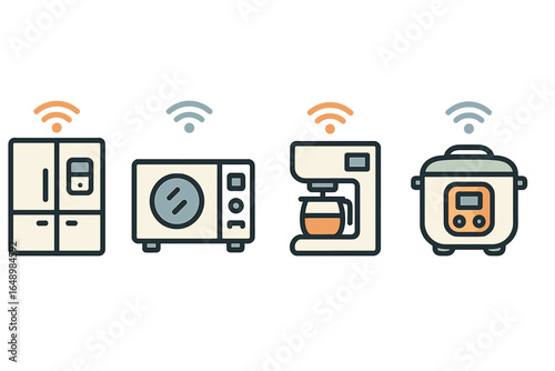Smart kitchen appliances connected to Wi-Fi for modern cooking and convenience in a contemporary home