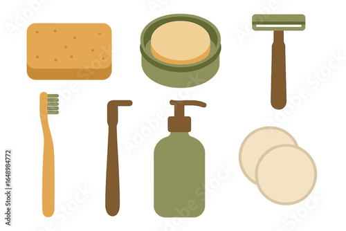 Various grooming tools arranged neatly on a clean surface for daily hygiene routine
