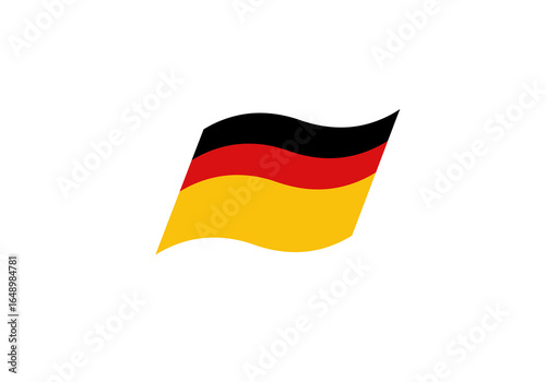 Waving German Flag Illustration with Black Red and Gold Stripes.