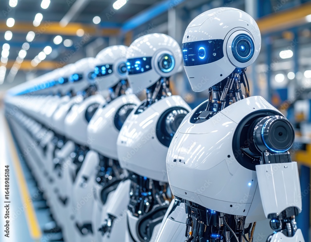 Fototapeta premium 自動化された製造ラインで作業するロボット