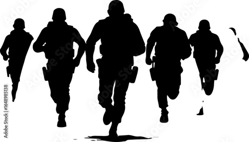 Tactical Shadows: Soldier Silhouettes in Action" vector grpahcis