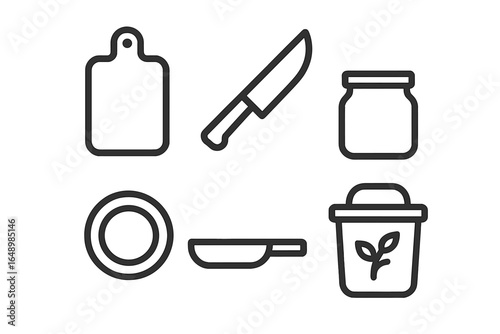 Kitchen essentials for meal preparation and food storage in a modern cooking space