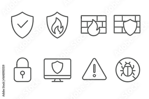 Security icons representing protection measures for online safety in a digital environment