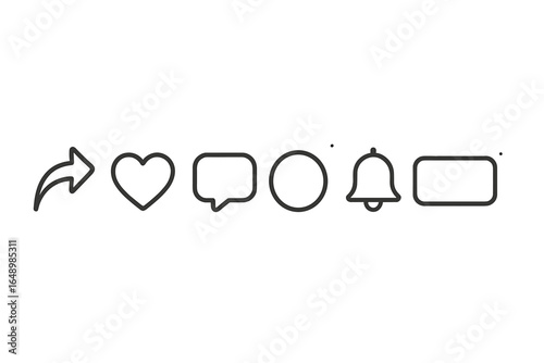 Social media icons for engagement, interaction, and notifications during any digital activity or conversation