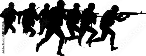 Tactical Shadows: Soldier Silhouettes in Action" vector grpahcis