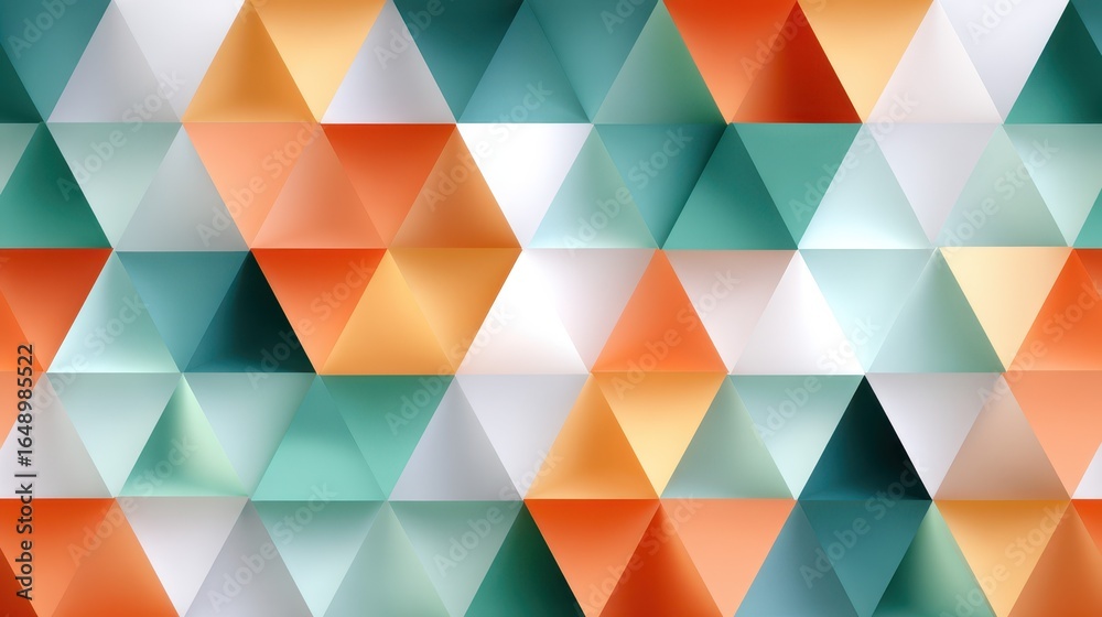 Obraz premium Geometric pattern featuring colorful triangular shapes in various hues.