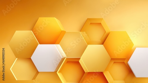Abstract geometric design with yellow and white hexagonal shapes.