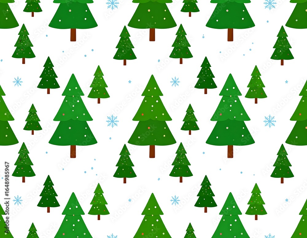 Fototapeta premium Christmas tree pattern on a white background with snowflakes