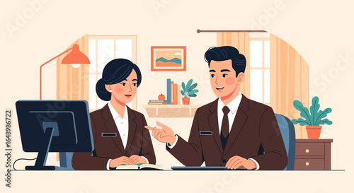 Business Colleagues Discussing Project Strategy at Office Desk