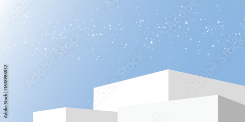 Snow podium skyblue winter abstract geometric minimal white peaceful calm outdoor cold architecture modern clean background
