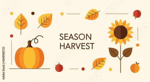 Harvest Time Graphic Elements Design for Autumn Season Promotion Vector