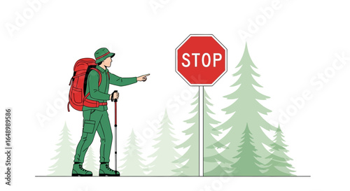 Hiker Discovers A Stop Sign At An Unexpected Point In The Forest