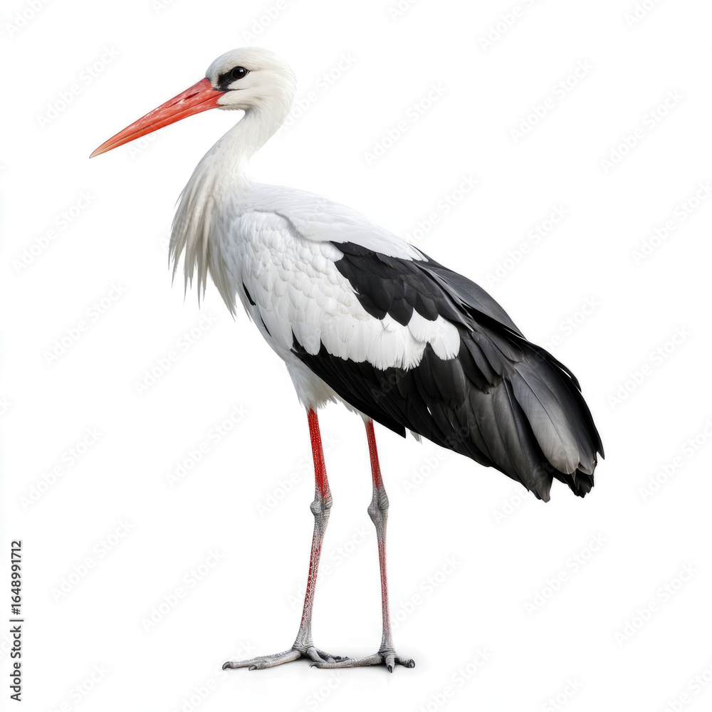 Fototapeta premium stork standing on a white background