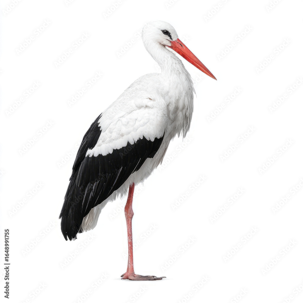 Fototapeta premium stork standing on a white background