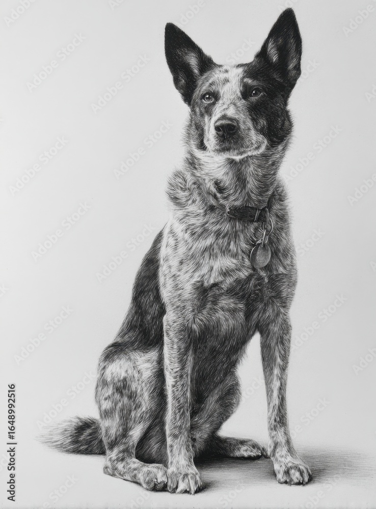 A majestic speckled dog sits patiently for a portrait, showcasing its striking coat and alert expression, embodying canine elegance and loyalty. A majestic speckled dog sits patiently for a portrait, showcasing its striking coat and alert expression, embodying canine elegance and loyalty.