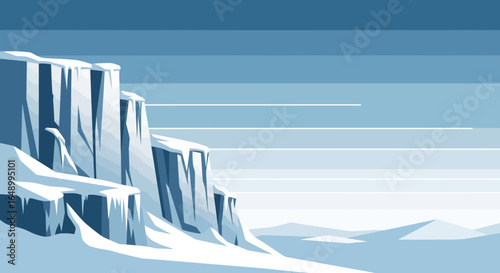 Icy Peaks Vector Illustration In A Freezing Cold Landscape With Layers