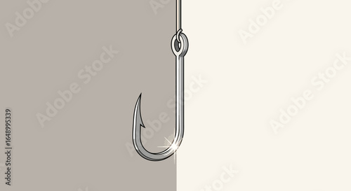 Illustrative Fishing Hook Hanging Symbolizing Temptation Lure Bait Capture Pursuit