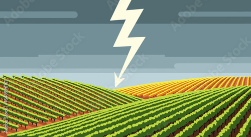 Impending Storm Over Farmland Fields Threatens Harvest Season With Dramatic Lightning