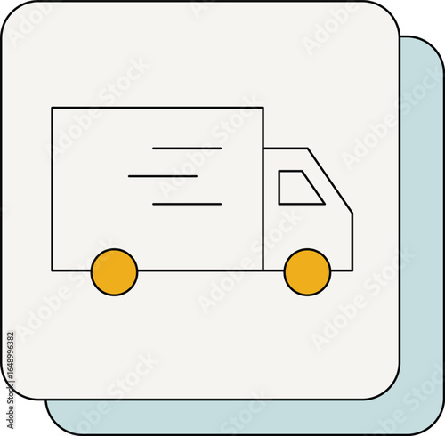 Delivery truck icon on a layered square
