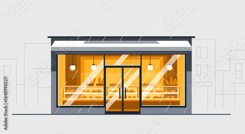 Inviting Bakery Shopfront Displaying Delicious Pastries And Freshly Baked Breads