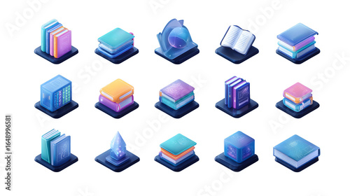 Isometric pixelated books digital collection set on transparent background Free Download Isometric pixelated books digital collection set on transparent background - GFXLoad