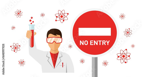 Laboratory Restriction: Scientific Experiment with No Entry Sign For Safety Rules