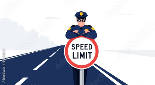 Law Enforcement Standing Guard On Roads Protecting Public Safety By Traffic Regulations