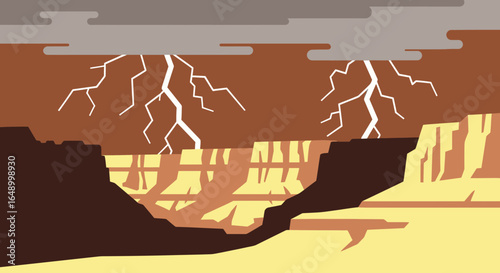 Lightning Strikes Across Dramatic Grand Canyon Landscape During A Thunderstorm