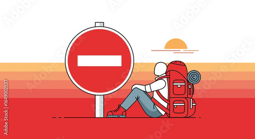 Lost Hopeful Hiker Faces Roadblock During Sunset Adventure Destination Travel