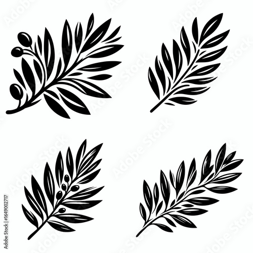 Olive branch. Retro Vintage Line Art Clipart Silhouette Vector Illustration. Offering truce a signal for harmony hope accord finding peace concept.