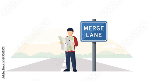Lost Traveler Consulting Road Map at Merge Lane Highway Navigation