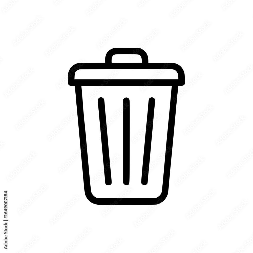 Isolated outline icon of a black trash bin Isolated outline icon of a black trash bin