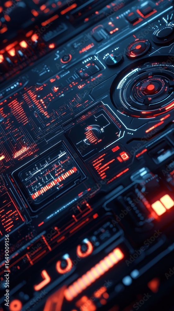 Obraz premium Futuristic Technology Interface: A Cyberpunk Digital Dashboard