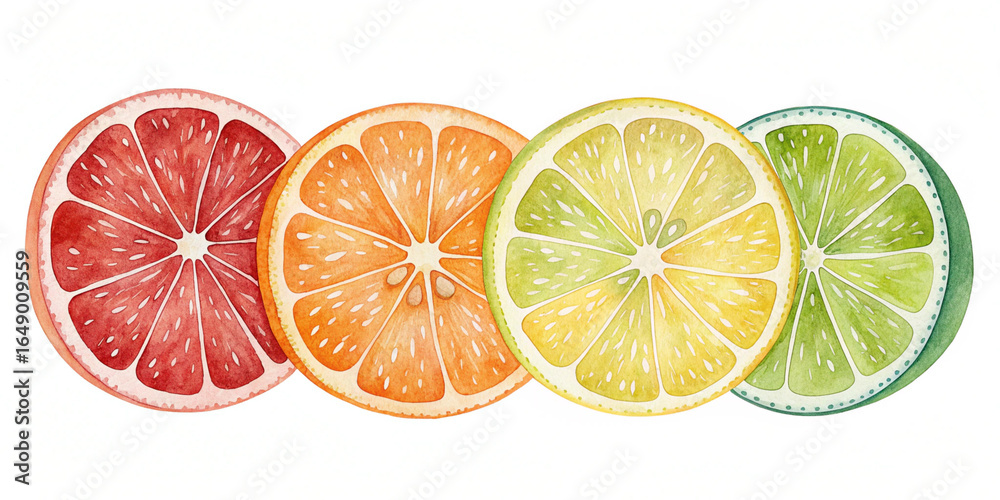 Fototapeta premium lemon and lime slices in row